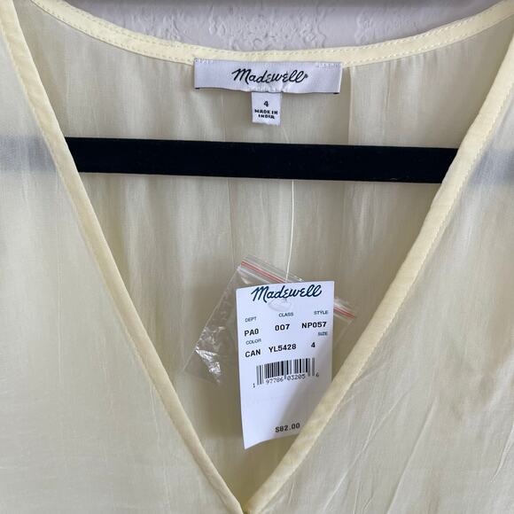 Madewell Bell Sleeve Wrap Top in Candlelight Pale Yellow NEW - Size 4 - Picture 6 of 8